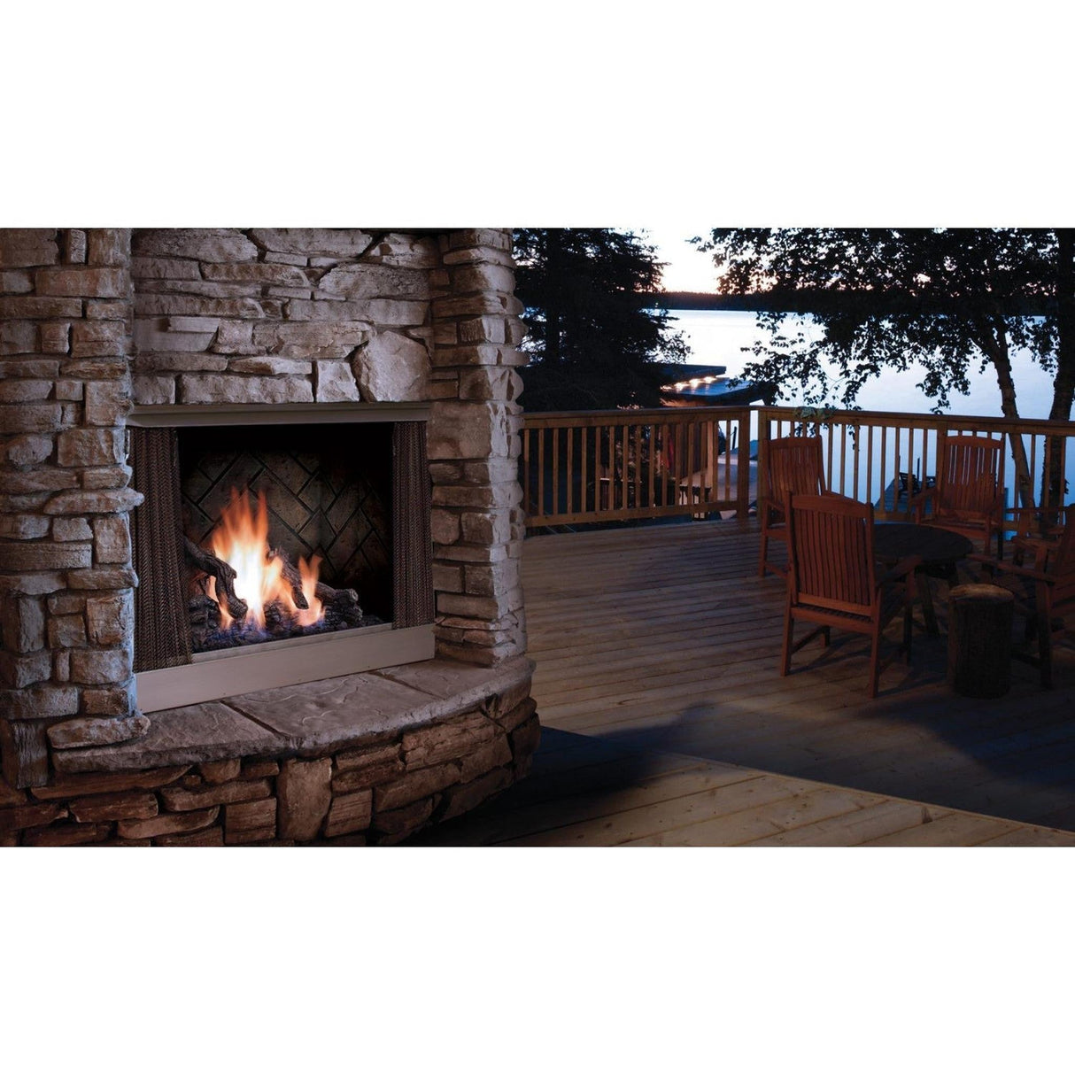 Kingsman OFP42 42" Black Satin Coat Natural Gas Outdoor Fireplace OFP42N
