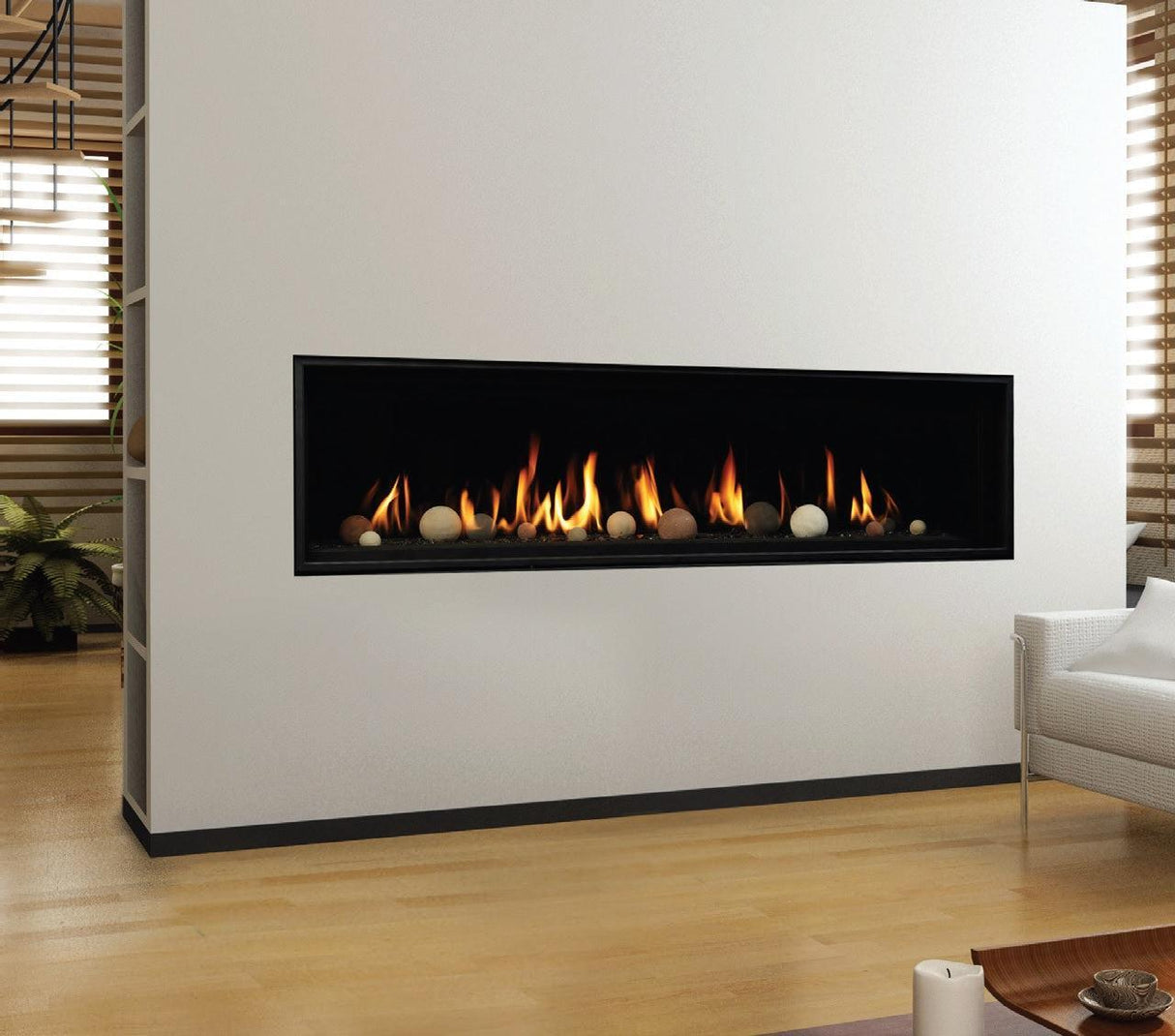 Kingsman ZCVRB72 72" Zero Clearance Propane Direct Vent Linear Fireplace