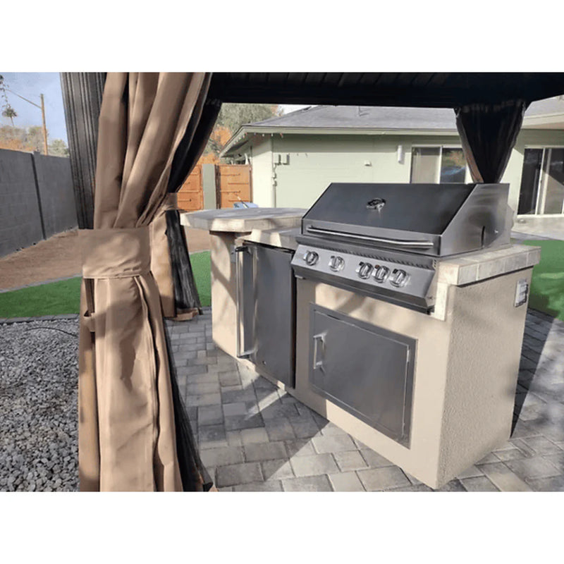 KoKoMo Grills Poly 7'6" BBQ Island with Octagon Bar on Three Sides and Built in BBQ Grill