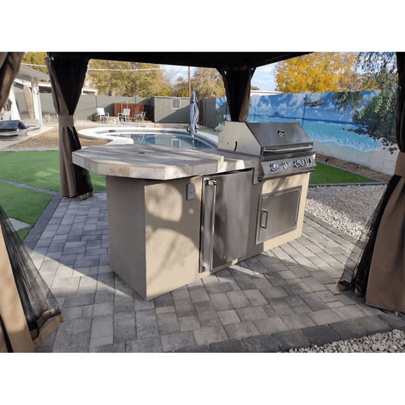 KoKoMo Grills Poly 7'6" BBQ Island with Octagon Bar on Three Sides and Built in BBQ Grill