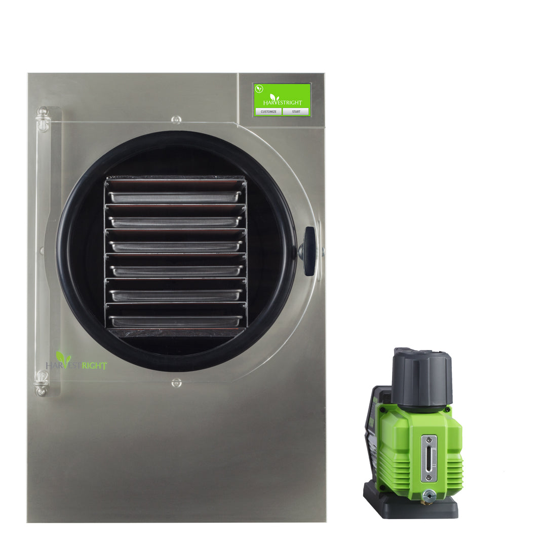 Harvest Right Large Home Pro Freeze Dryer with XL Premier Vacuum Pump, 6 Trays and Mylar Starter Kit in Stainless Steel