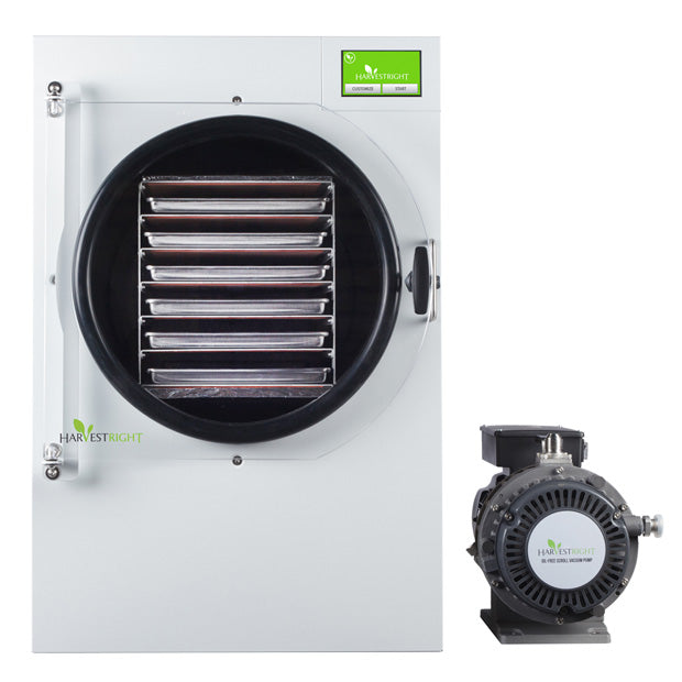 Harvest Right Large Home Pro Freeze Dryer with Oil Free Vacuum Pump, 6 Trays and Mylar Starter Kit in White