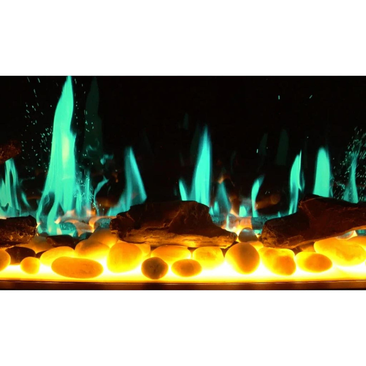 Litedeer Homes Gloria II 48" Smart Wall Mounted Electric Fireplace with App Driftwood Log & River Rock ZEF48XS