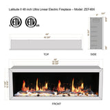 Litedeer 48" Latitude II Push-In Contemporary Smart Linear Vent-Free Built-In Electric Fireplace ZEF48X