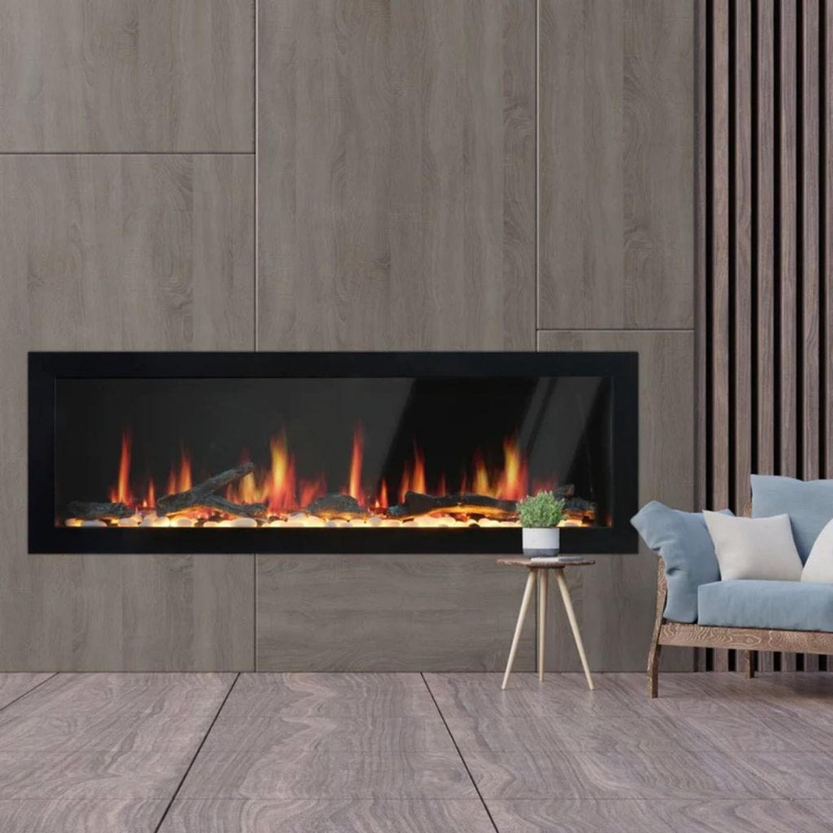 Litedeer 48" Latitude II Push-In Contemporary Smart Linear Vent-Free Built-In Electric Fireplace ZEF48X