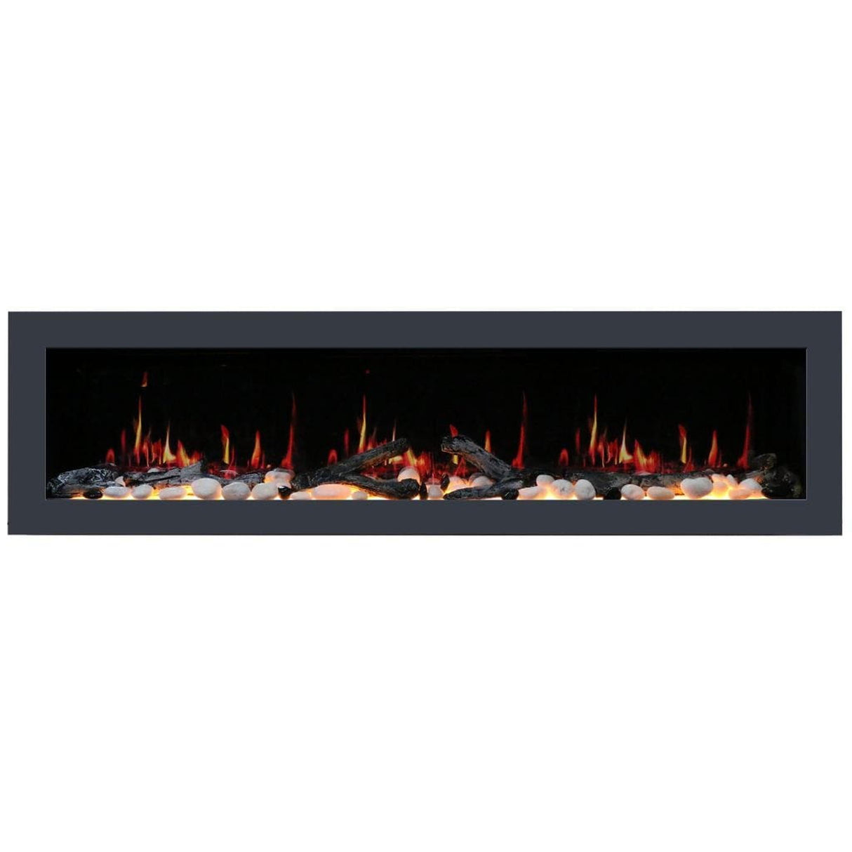 Litedeer Homes Latitude II 68" Smart Electric Fireplace with Multi-flame Style APP Driftwood Log & River Rock ZEF68X