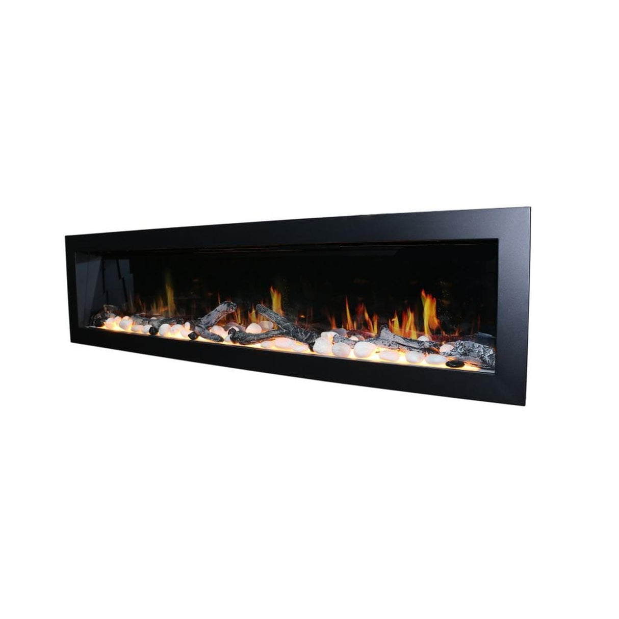 Litedeer Homes Latitude II 68" Smart Electric Fireplace with Multi-flame Style APP Driftwood Log & River Rock ZEF68X