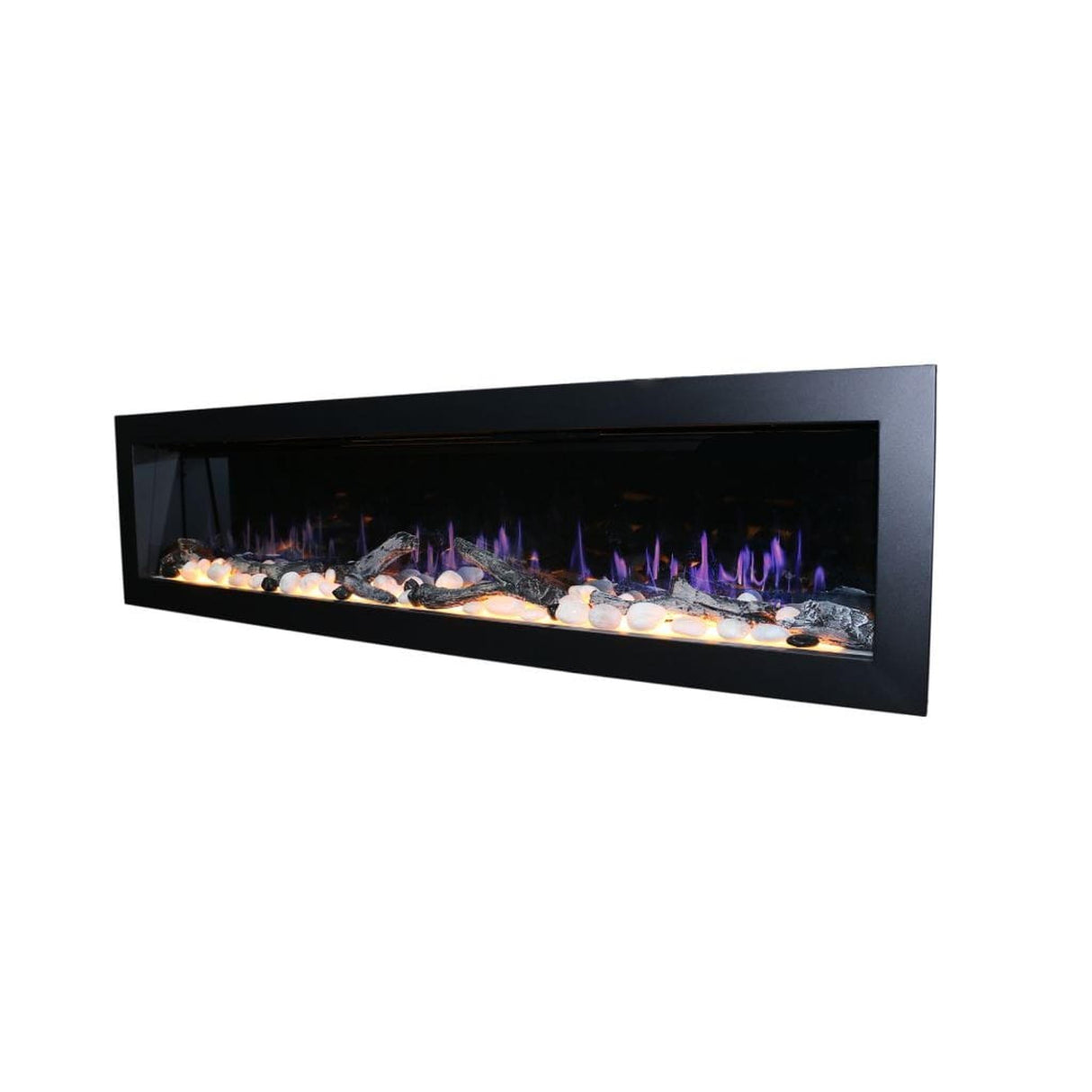 Litedeer Homes Latitude II 68" Smart Electric Fireplace with Multi-flame Style APP Driftwood Log & River Rock ZEF68X