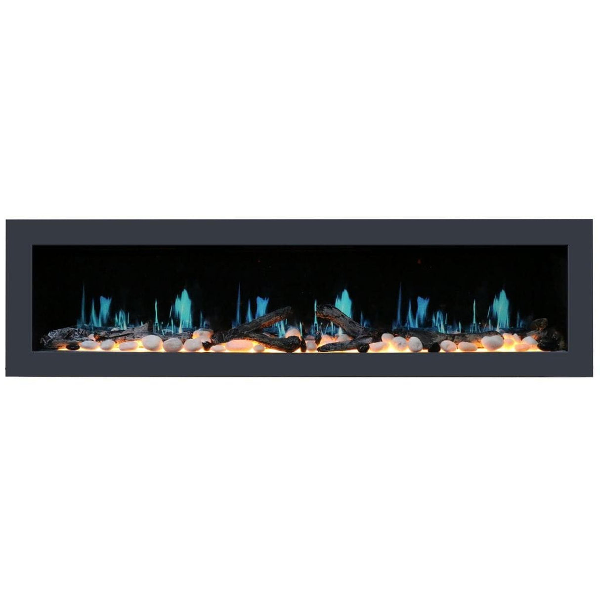 Litedeer Homes Latitude II 68" Smart Electric Fireplace with Multi-flame Style APP Driftwood Log & River Rock ZEF68X