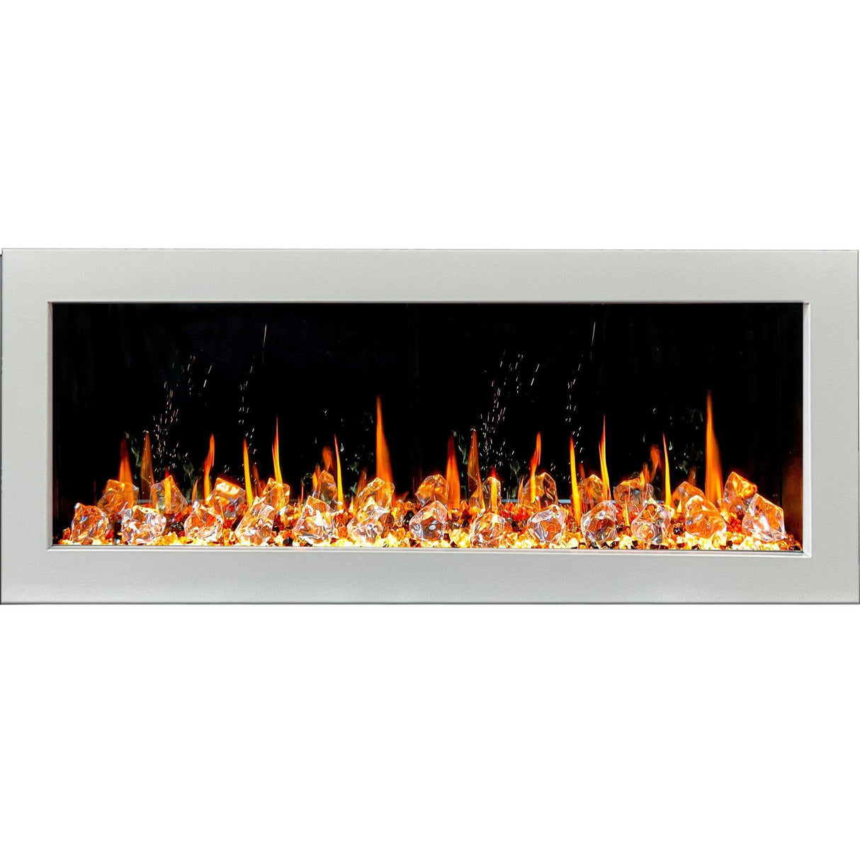 Litedeer Homes Gloria II 48" White Seamless Push-in Wall Mount Electric Fireplace With Crushed Ice Rocks ZEF48XCW