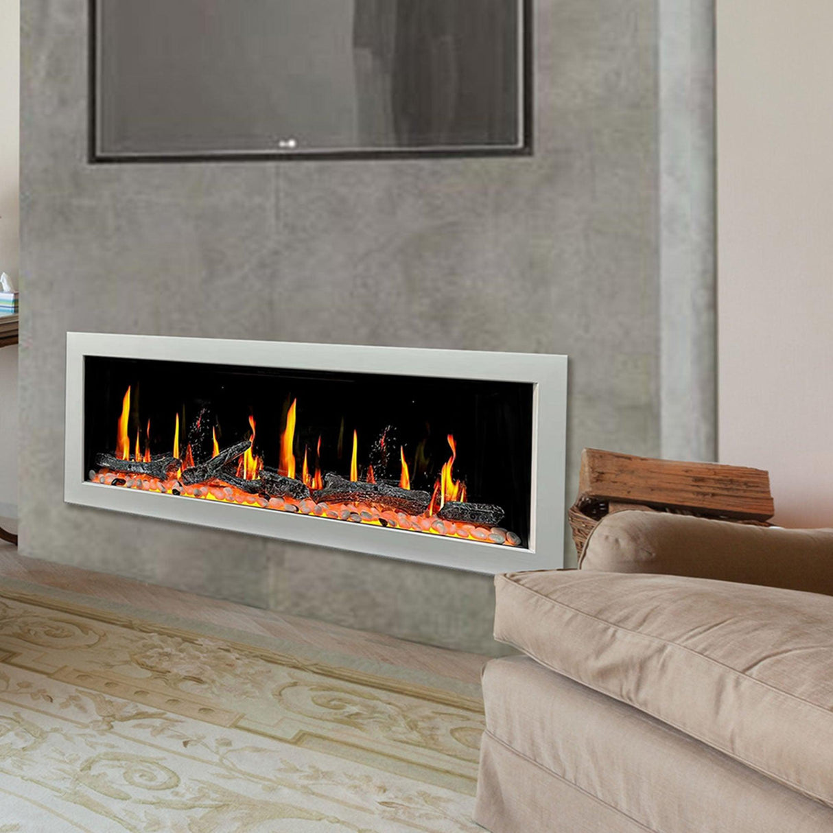 Litedeer Homes Gloria II 48" White Smart App Control Multi Flame Wall Mount Electric Fireplace ZEF48XW