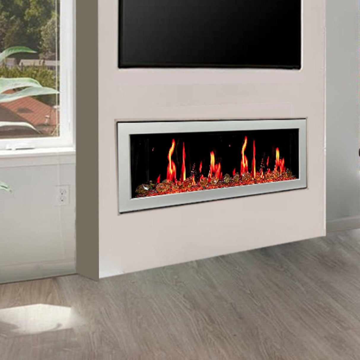 Litedeer Homes Gloria II 48" Smart Wall Mounted Electric Fireplace with App 5 Unique Flame ZEF48XAW