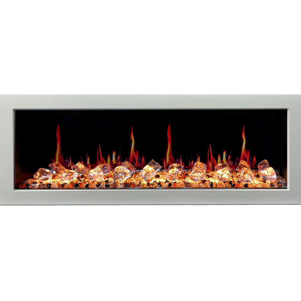 Litedeer Homes Gloria II 58" White Seamless Push-in Wall Mount Electric Fireplace With Crushed Ice Rocks ZEF58VCW