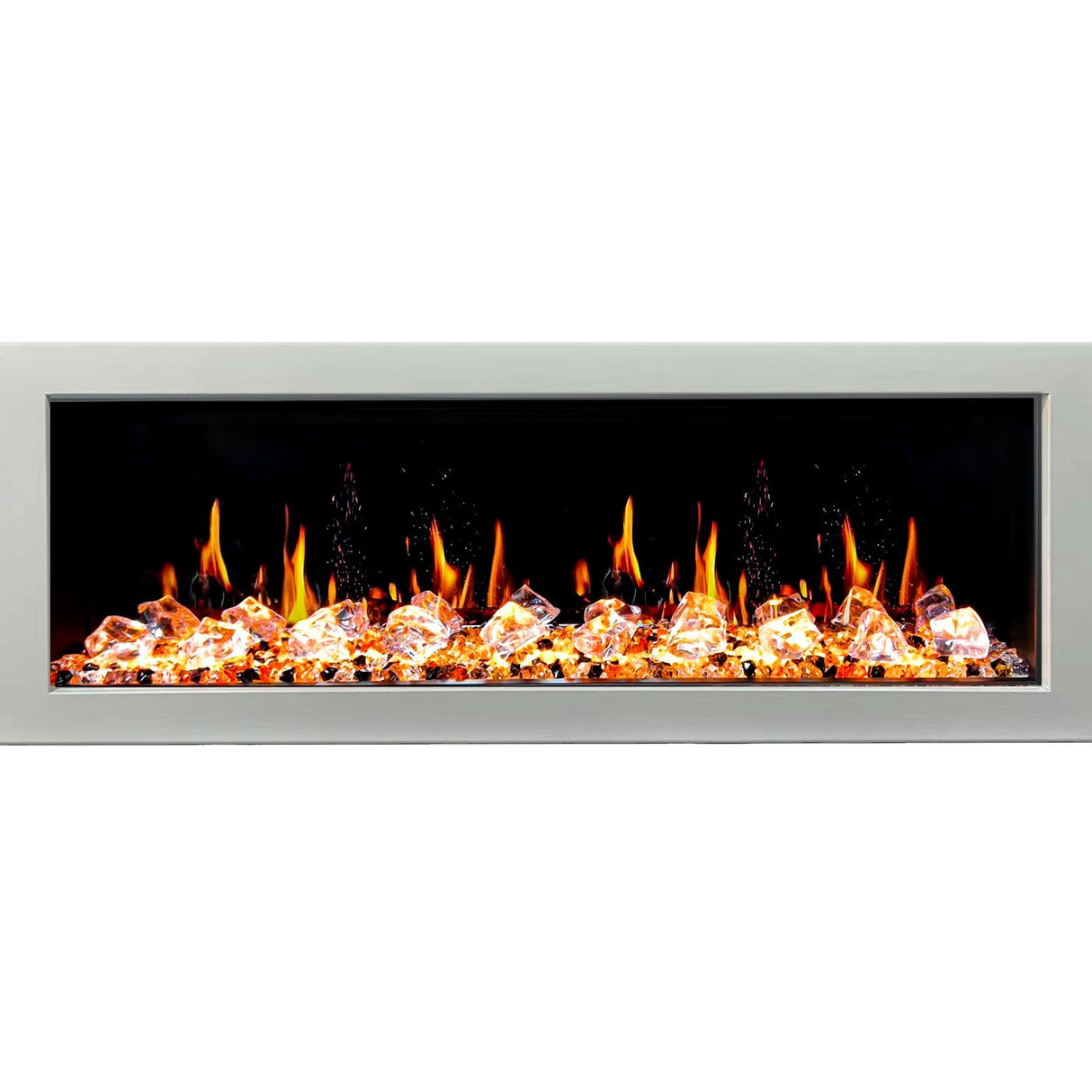 Litedeer Homes Gloria II 58" White Seamless Push-in Wall Mount Electric Fireplace With Crushed Ice Rocks ZEF58VCW