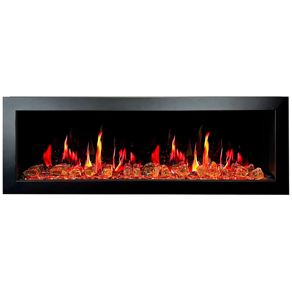 Litedeer Homes Gloria II 58" White Smart App Multi Flame Wall Mount Electric Fireplace With Reflective Amber Glass ZEF58VAW