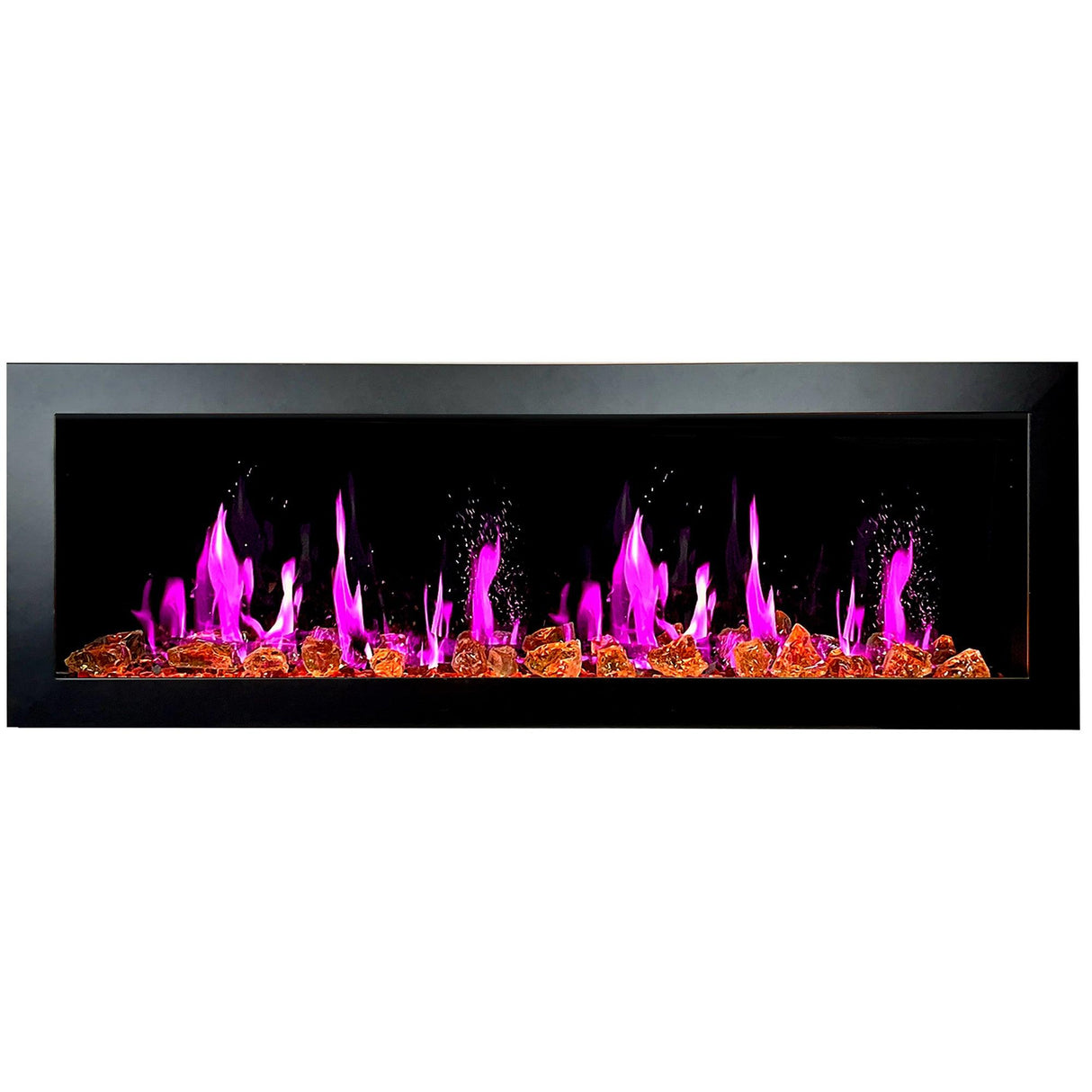 Litedeer Homes Gloria II 58" White Smart App Multi Flame Wall Mount Electric Fireplace With Reflective Amber Glass ZEF58VAW