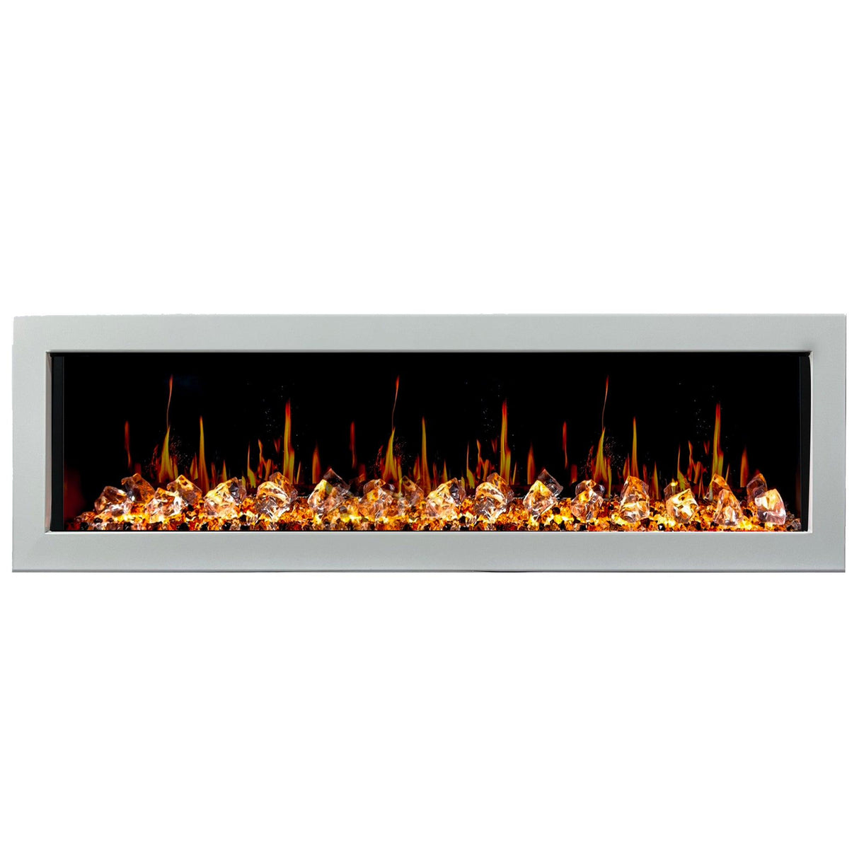 Litedeer Homes Gloria II 68" White Seamless Push-in Wall Mount Electric Fireplace With Crushed Ice Rocks ZEF68XCW