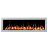 Litedeer Homes Gloria II 68" White Seamless Push-in Wall Mount Electric Fireplace With Crushed Ice Rocks ZEF68XCW