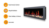 Litedeer Homes Gloria II 68" White Seamless Push-in Wall Mount Electric Fireplace With Crushed Ice Rocks ZEF68XCW