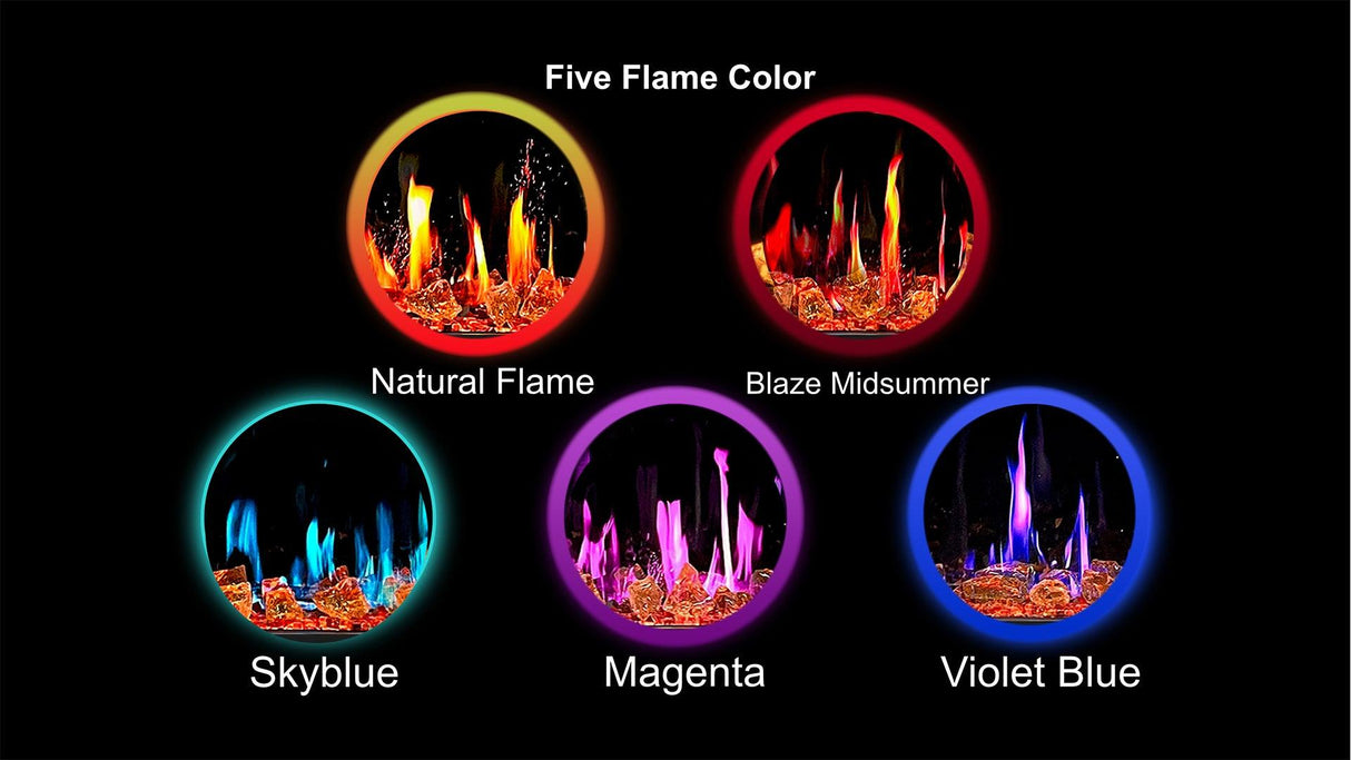 Litedeer Homes Gloria II 68" White Smart App Multi Flame Wall Mount Electric Fireplace With Reflective Amber Glass ZEF68XAW