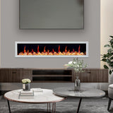 Litedeer Homes Gloria II 78" White Seamless Push-in Wall Mount Electric Fireplace With Crushed Ice Rocks ZEF78VCW