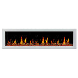 Litedeer Homes Gloria II 78" White Seamless Push-in Wall Mount Electric Fireplace With Crushed Ice Rocks ZEF78VCW