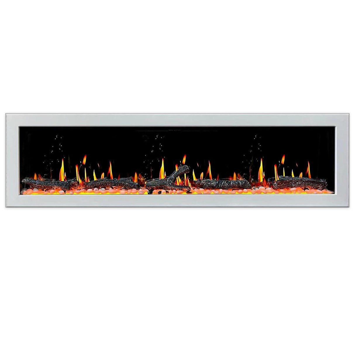 Litedeer Homes Gloria II 78" White Smart App Control Multi Flame Wall Mount Electric Fireplace ZEF78VW