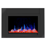 Litedeer Homes LiteStar 38" Black Smart Multi Flame Wall Mount Electric Fireplace Insert With Crushed Ice Rocks ZEF38VC-C