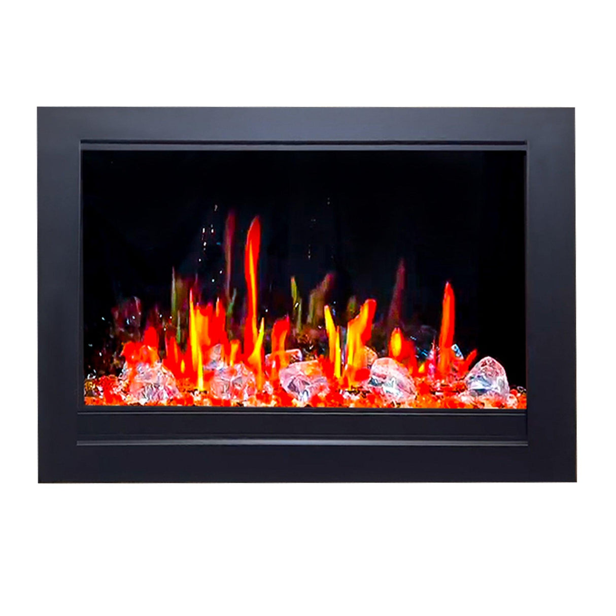 Litedeer Homes LiteStar 38" Black Smart Multi Flame Wall Mount Electric Fireplace Insert With Luster Copper Reflective Glass ZEF38VC-A