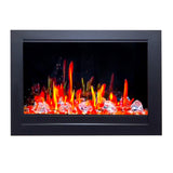 Litedeer Homes LiteStar 38" Black Smart Multi Flame Wall Mount Electric Fireplace Insert With Luster Copper Reflective Glass ZEF38VC-A