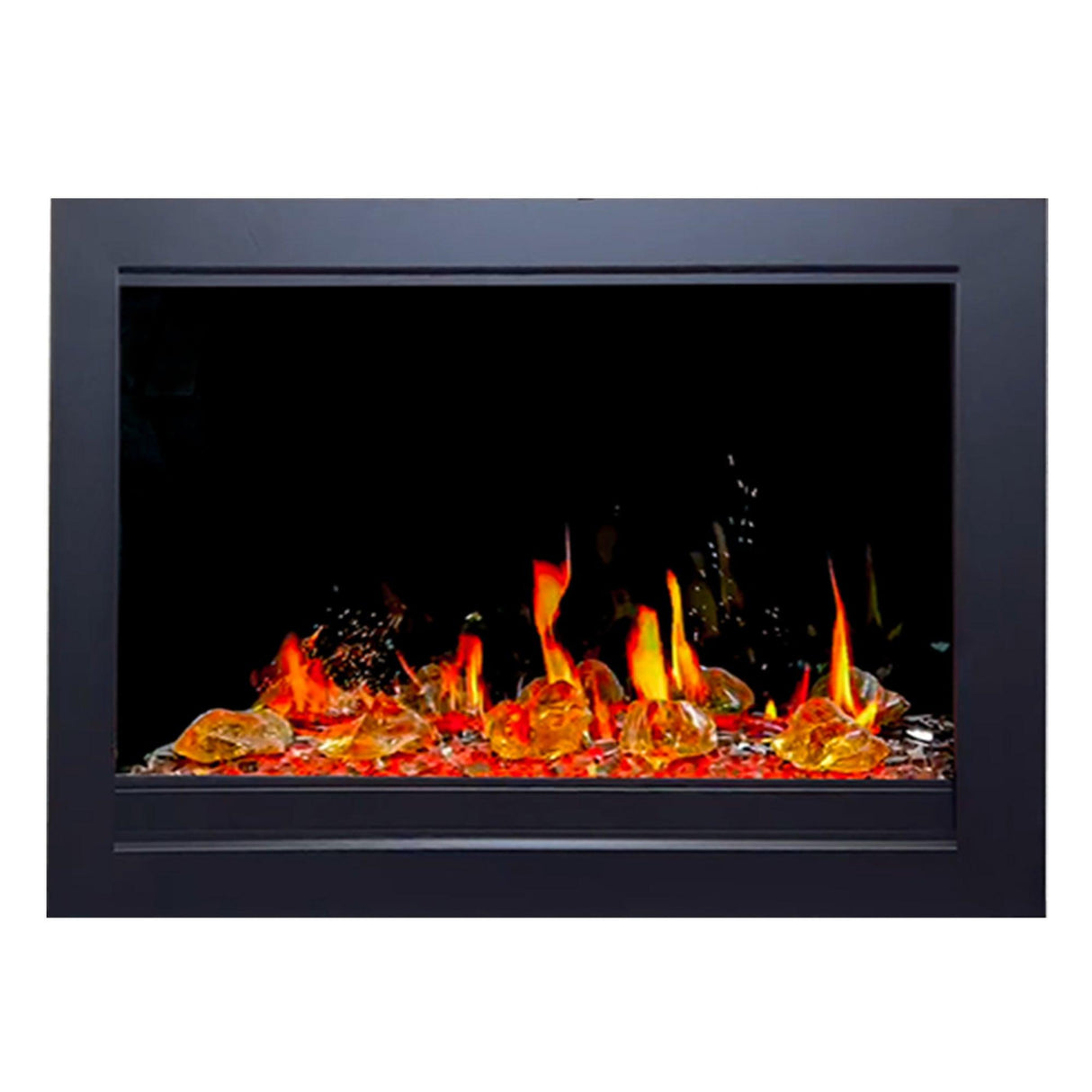 Litedeer Homes LiteStar 38" Black Smart Multi Flame Wall Mount Electric Fireplace Insert With Luster Copper Reflective Glass ZEF38VC-A
