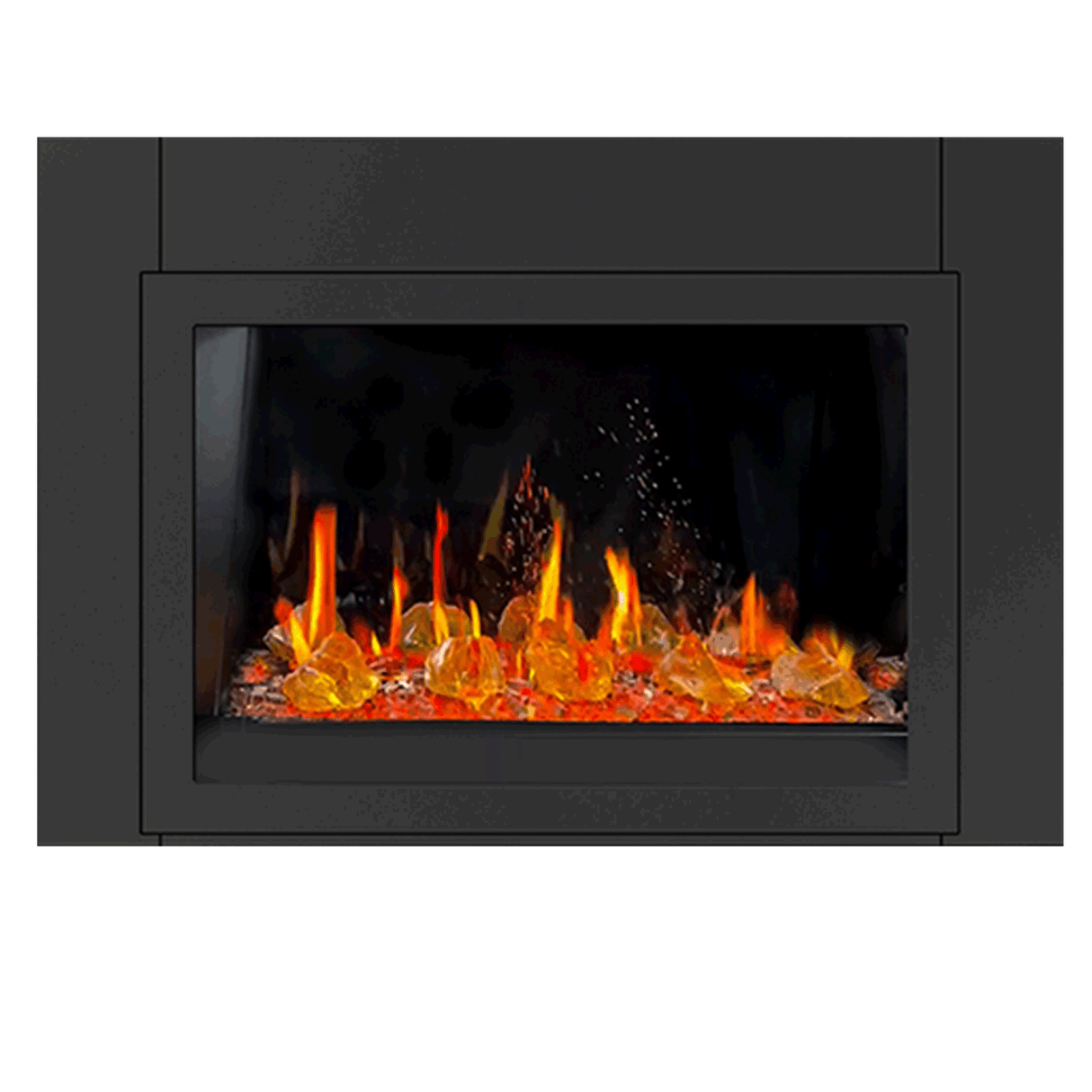 Litedeer Homes LiteStar 38" Black Smart Multi Flame Wall Mount Electric Fireplace Insert With Luster Copper Reflective Glass ZEF38VC-A