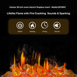 Litedeer Homes LiteStar 38" Black Smart Multi Flame Wall Mount Electric Fireplace Insert With Luster Copper Reflective Glass ZEF38VC-A