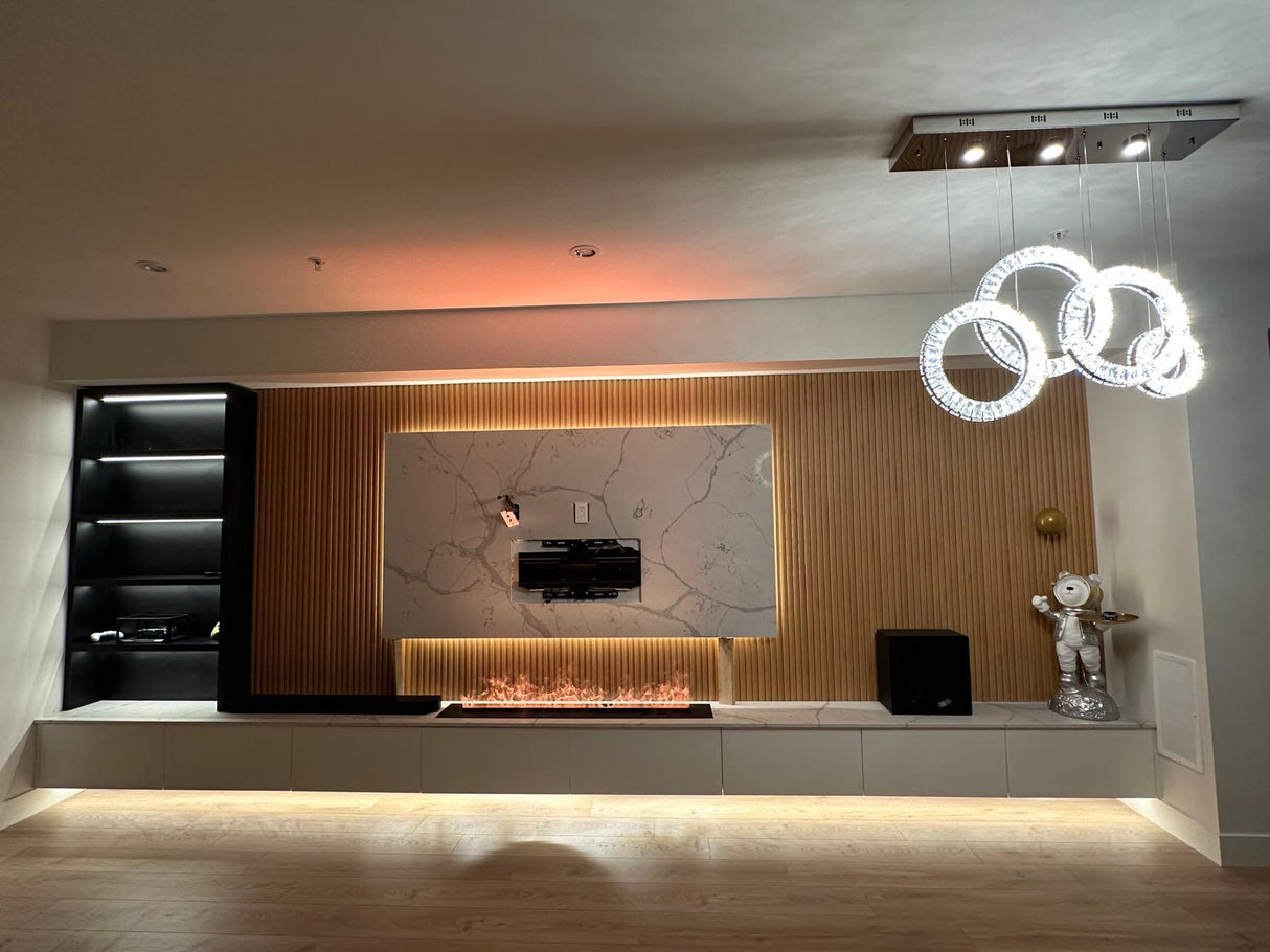 Litedeer Homes Mercury 60" Black Smart Control Water Vapor Electric Fireplace Cassette VEW60