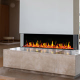 Litedeer Homes Warmcastle 60" 3-Sided Smart Electric Fireplace with Reflective Amber Glass Multi-Flame ZEF60T