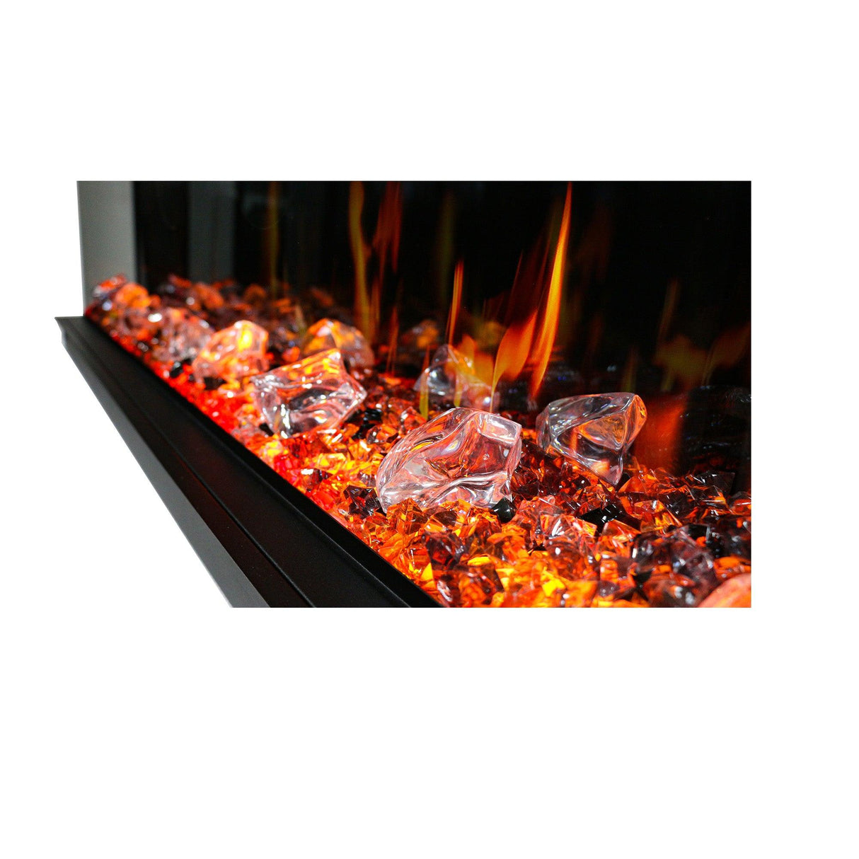 Litedeer Homes Warmcastle 60" 3-Sided Smart Electric Fireplace with Reflective Amber Glass Multi-Flame ZEF60T