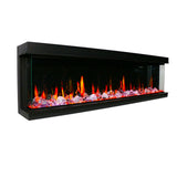 Litedeer Homes Warmcastle 60" 3-Sided Smart Electric Fireplace with Reflective Amber Glass Multi-Flame ZEF60T