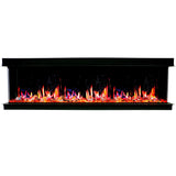 Litedeer Homes Warmcastle 60" 3-Sided Smart Electric Fireplace with Reflective Amber Glass Multi-Flame ZEF60T