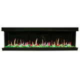 Litedeer Homes WarmCastle 72" Black 3-Side Smart Electric Fireplace With Amber Reflective Glass ZEF72TA