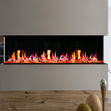 Litedeer Homes WarmCastle 72" Black 3-Side Smart Electric Fireplace With Amber Reflective Glass ZEF72TA