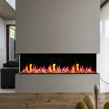 Litedeer Homes WarmCastle 72" Black 3-Side Smart Electric Fireplace With Amber Reflective Glass ZEF72TA