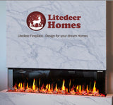 Litedeer Homes WarmCastle 72" Black 3-Side Smart Electric Fireplace With Amber Reflective Glass ZEF72TA