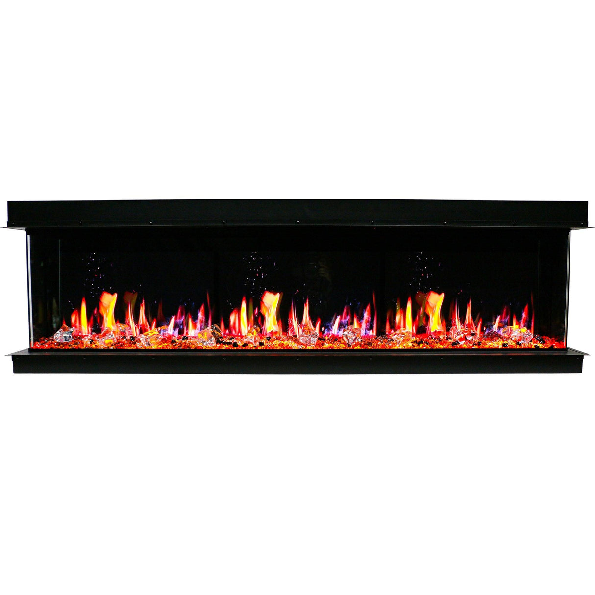 Litedeer Homes WarmCastle 72" Black 3-Side Smart Electric Fireplace With Amber Reflective Glass ZEF72TA