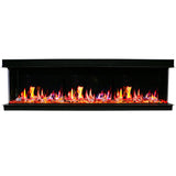 Litedeer Homes WarmCastle 72" Black 3-Side Smart Electric Fireplace With Amber Reflective Glass ZEF72TA