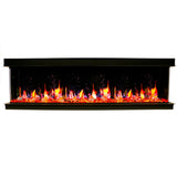 Litedeer Homes WarmCastle 72" Black 3-Side Smart Electric Fireplace With Amber Reflective Glass ZEF72TA