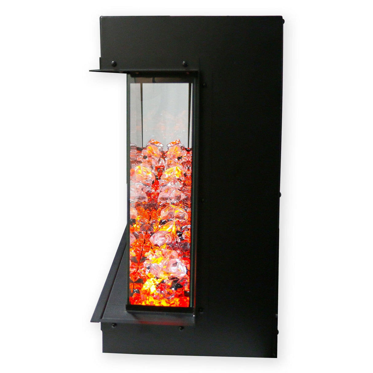 Litedeer Homes WarmCastle 72" Black 3-Side Smart Electric Fireplace With Amber Reflective Glass ZEF72TA