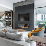 Litedeer Latitude 55" Smart Linear WiFi Enabled Vent-Free Built-In Electric Fireplace With Driftwood Log & River Rock ZEF55V