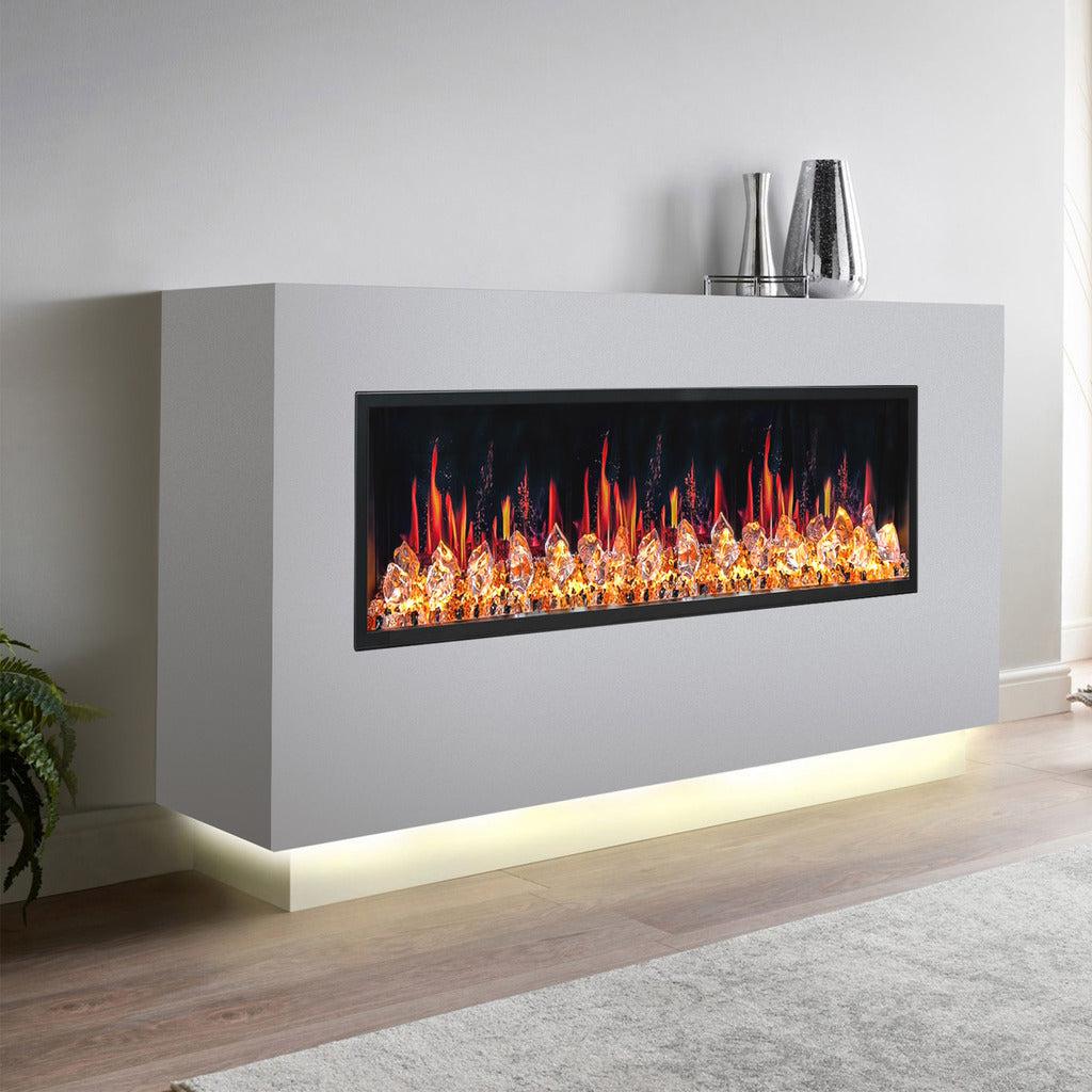 Litedeer Homes Latitude 55 inch Built-in Smart Electric Fireplace with Crackling Sounds Diamond-like Crystal ZEF55VC