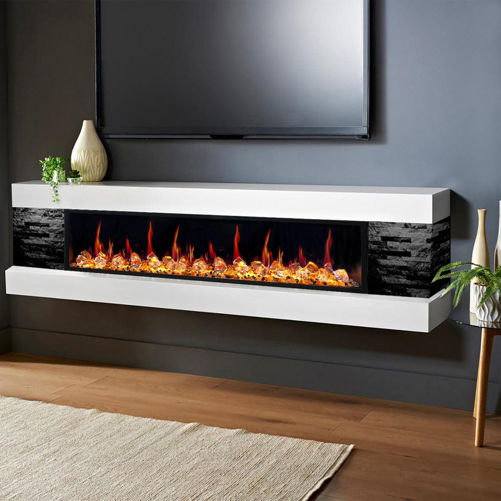 Litedeer Homes Latitude 55 inch Built-in Smart Electric Fireplace with Crackling Sounds Diamond-like Crystal ZEF55VC