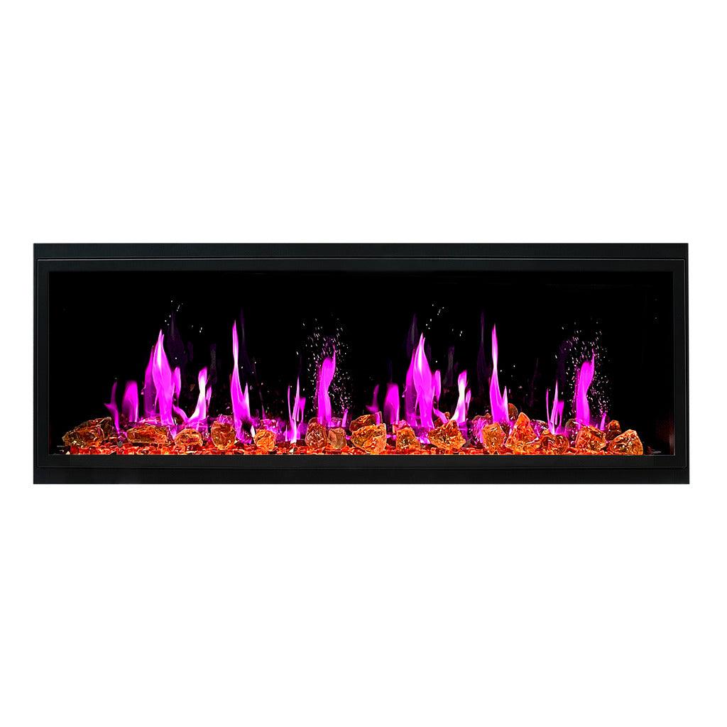 Litedeer Homes Latitude 55" Smart Built‑In Electric Fireplace with Reflective Amber Glass ZEF55VA